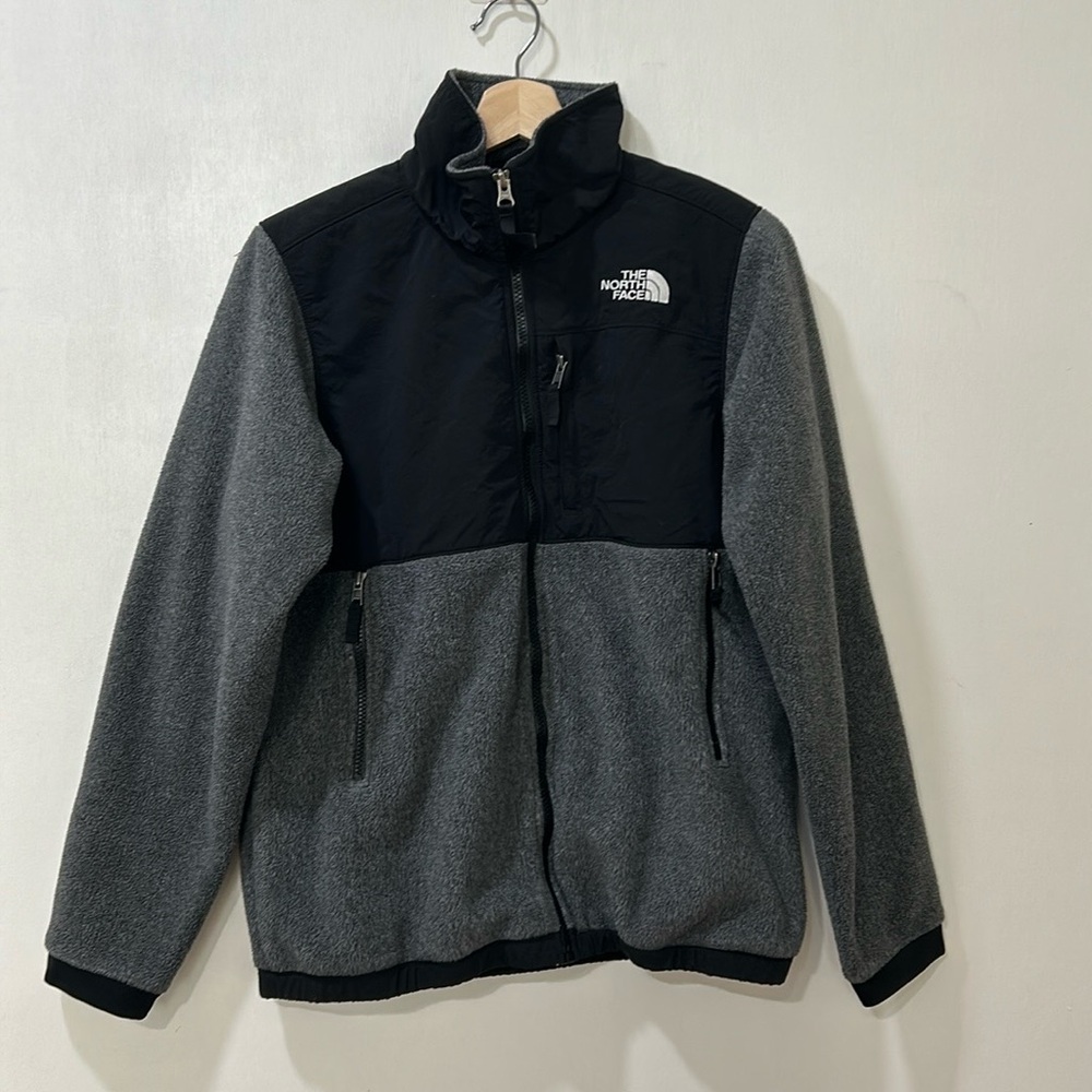 THE NORTH FACE YOUNG FLEECE JACKET GREY BLACK FULL ZIP UP Sz XL(18-20) - Picture 1 of 7